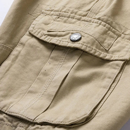 2025 Summer Men's Baggy Multi Pocket Military Cargo Shorts Male Cotton Khaki Mens Tactical Shorts Short Pants 30-38 No Belt