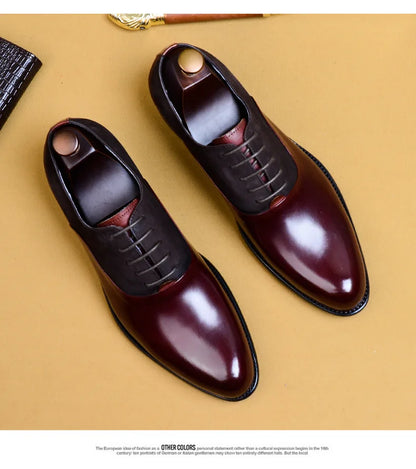 Genuine Cow Leather Brogue Wedding Business Men Casual Flats Vintage Handmade Oxford Shoes For Men Black Burgundy 2024