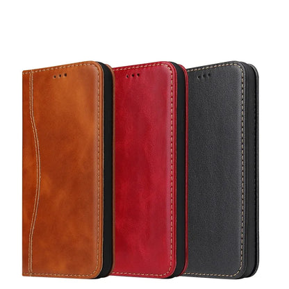 100% Genuine Leather Flip Cover Case for iPhone 17 14 15 Plus 11 12 13 16 Pro MaxTop Quality Fashion Brand With Card Slot