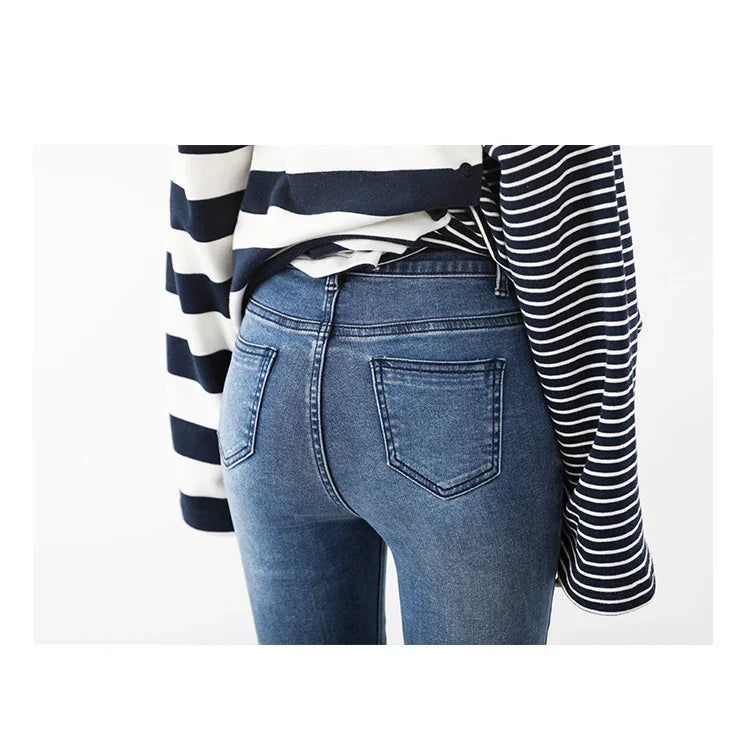 Women Jeans Retro High Waist Stretch Pencil Denim Pants Elastic for Woman Female Trousers Autumn Winter Ladies