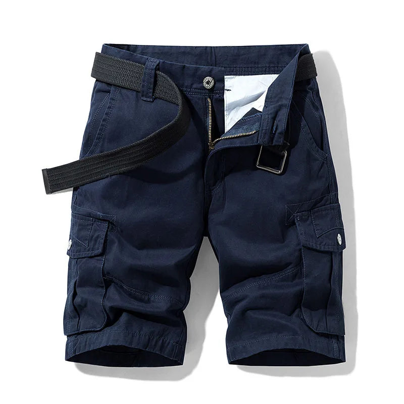 2025 Summer Men's Baggy Multi Pocket Military Cargo Shorts Male Cotton Khaki Mens Tactical Shorts Short Pants 30-38 No Belt