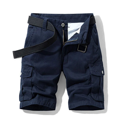 2025 Summer Men's Baggy Multi Pocket Military Cargo Shorts Male Cotton Khaki Mens Tactical Shorts Short Pants 30-38 No Belt