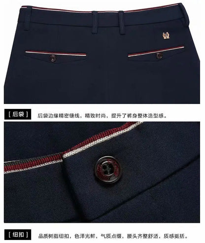 Stretch Suit Trousers for Men Office Pants Non-Ironing Slim Fit Bridegroom Suits Wedding Business Black Suit Pants Men