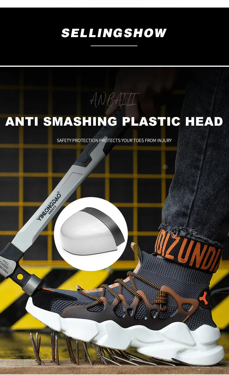 Indestructible Safety Work Shoes With Steel Toe Cap Breathable Outdoor Sports Boots Sneakers Security Construction Boots