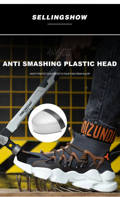 Indestructible Safety Work Shoes With Steel Toe Cap Breathable Outdoor Sports Boots Sneakers Security Construction Boots