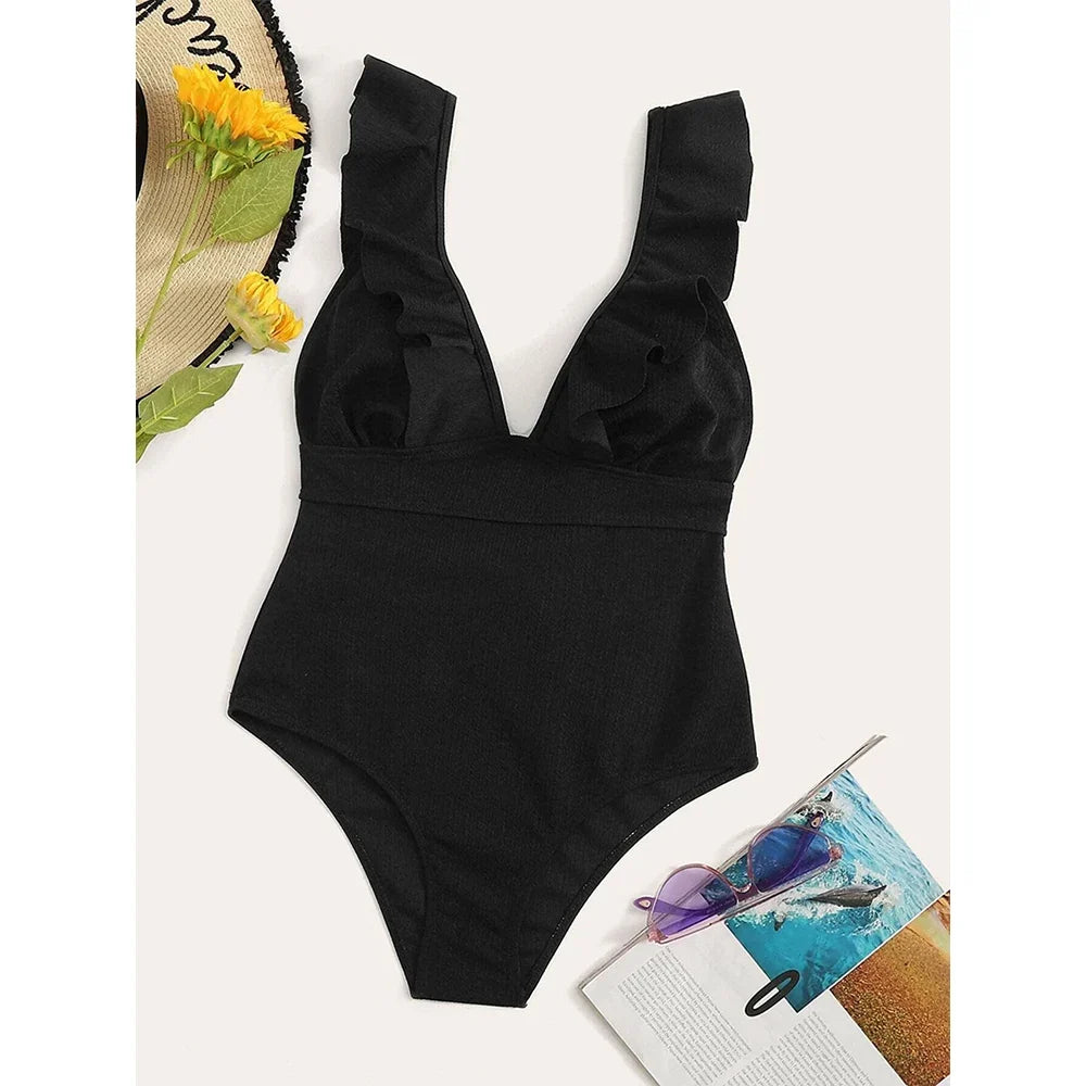 2023 One Piece Swimsuit Women Ruffle Swimwear Push Up Monokini Bodysuit Swimsuit Female Bathing Suit Summer Beach Wear