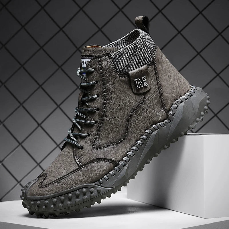 Winter Warm Men's Casual Shoes Fashion Men's Leather Boots Comfortable Men's Ankle Boots Outdoor High Quality Hiking Boots Men