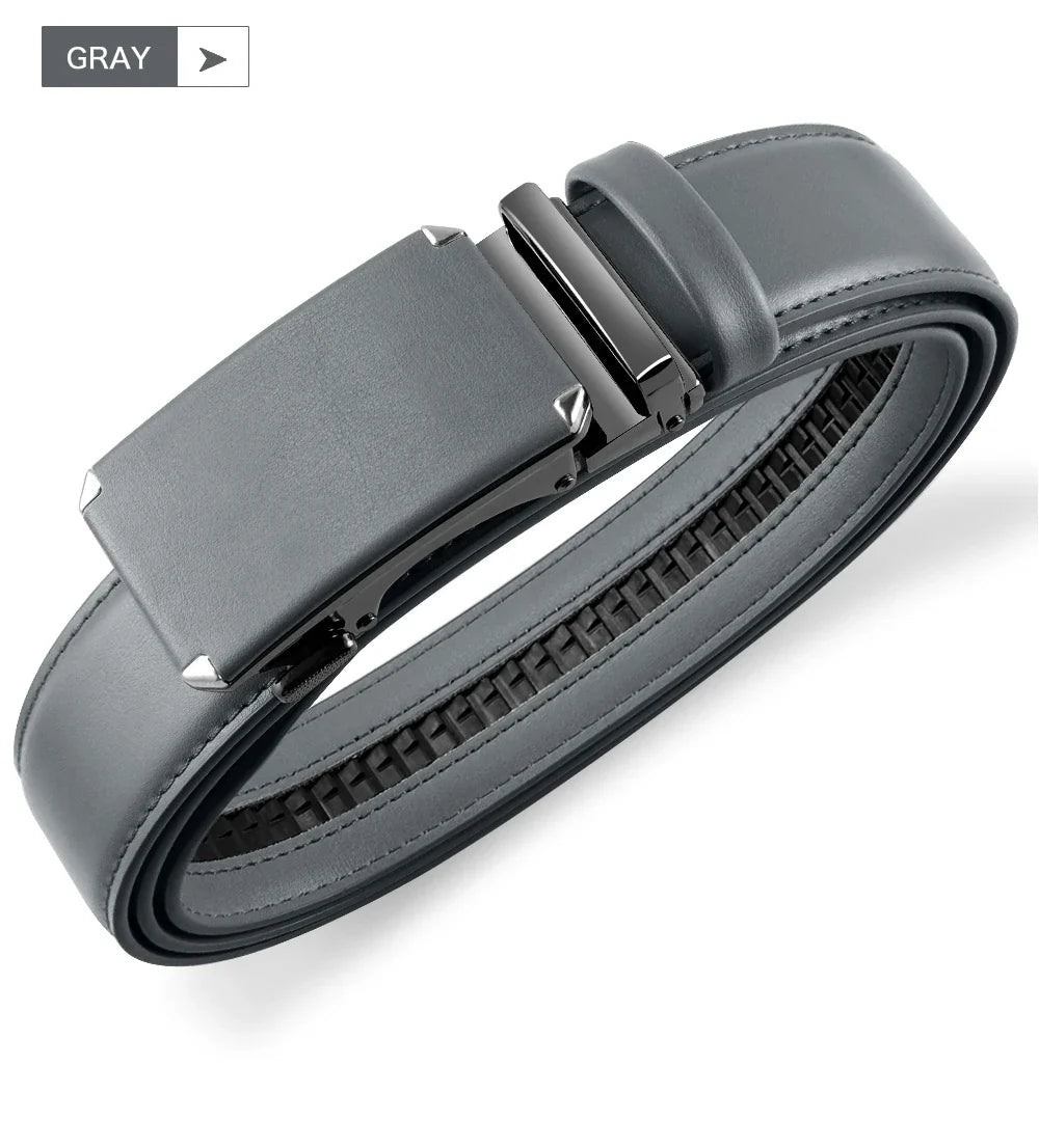 Men Belts Metal Automatic Buckle Brand High Quality Leather Belts for Men Famous Brand Luxury Work Business Strap