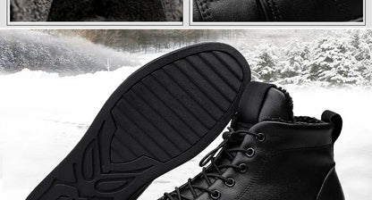 Winter Genuine Leather Boots Men Ankle Casual High Top Skateboarding Shoes Cow Leather Big Size 47 48