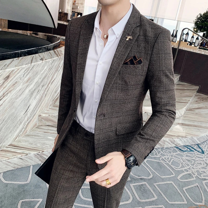 25 Colors 1 Pcs Blazer No Pants S-7XL New Wedding Dress Formal Business Slim Mens Suit Jacket Plaid Striped Solid Color