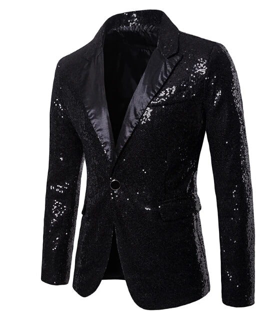 Men Glitters Suit Jackets Sequins Party Button Dance Bling Coats Wedding Party Men Blazer Gentleman Formal Suit Plus Size 2XL