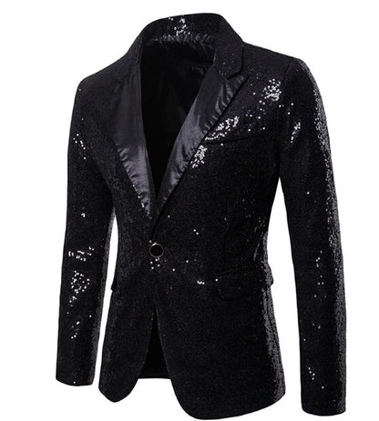 Men Glitters Suit Jackets Sequins Party Button Dance Bling Coats Wedding Party Men Blazer Gentleman Formal Suit Plus Size 2XL