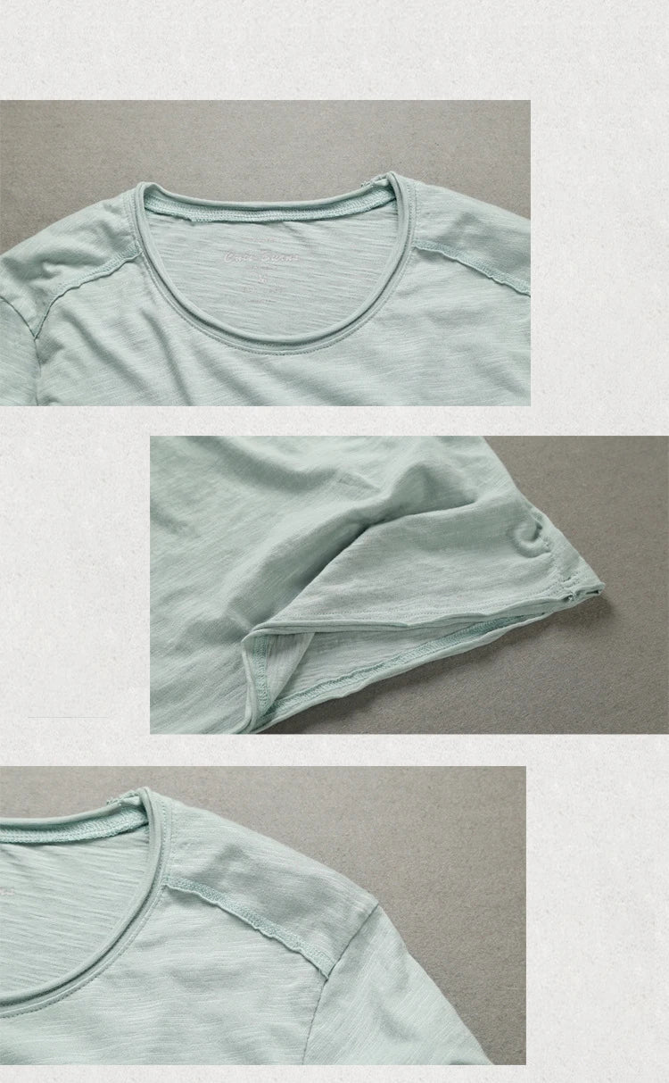 3007 Cotton T-shirt Men Excellent Quality Slub Cotton Solid Color Summer Japan Style Harajuku Male Comfortable Soft Pullover Tee