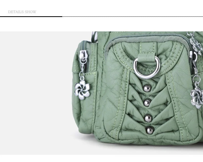 Women Handbags Fashion Satchel Top-handle Handbag PU Shoulder Bag 10.6"x8.3" Dumpling Pack Multi-pockets Shoulder Bags