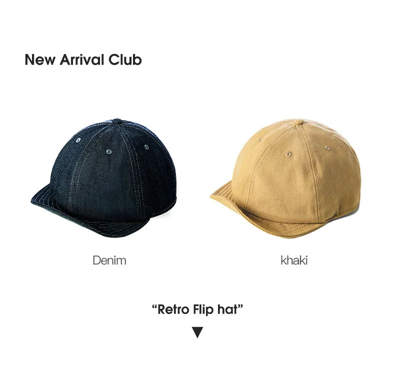 Retro Peaked Cap for Men Designer Beret Streeetwear Short Brim Flip Hat Casual Newsboy Hats Jeans Blue Khaki Amekaji Wear