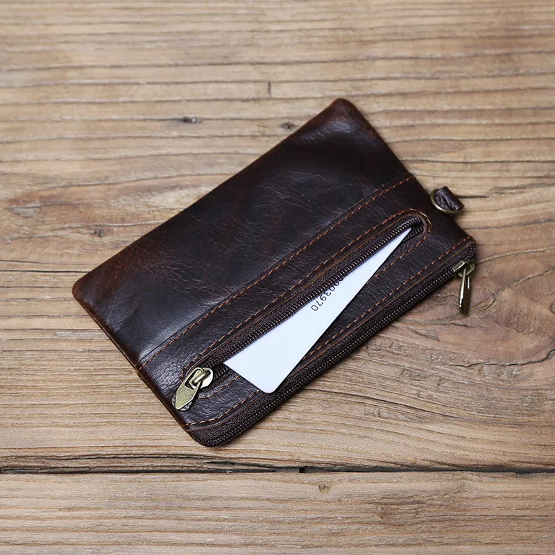 Leather Coins, Suitable For Men, Women, Mini Zipper Wallets, Small Purses, Female Purses, First Layer Cowhide Male Cardhold