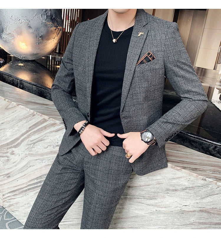 25 Colors 1 Pcs Blazer No Pants S-7XL New Wedding Dress Formal Business Slim Mens Suit Jacket Plaid Striped Solid Color