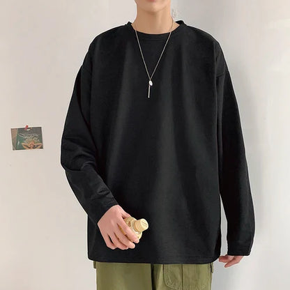 2025 Spring Autumn Long Sleeve T-shirts Men O-Neck Collar Cotton Long T Shirts Men Fashion Casual Comfortable Long T-Shirts Men