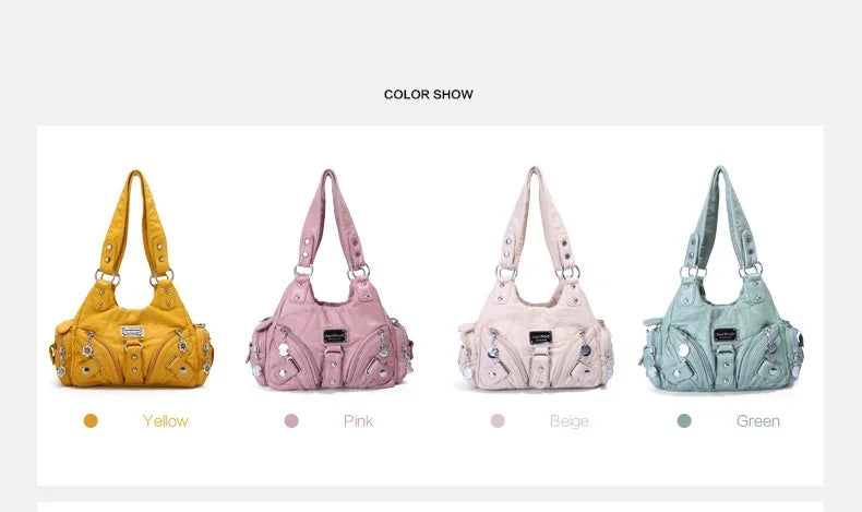 Vintage Women Handbags Soft Bag Small Top-handle Purse Fashion Satchel Multi-Pockets Shoulder Bag Hobos Phone Pack Tote Bag