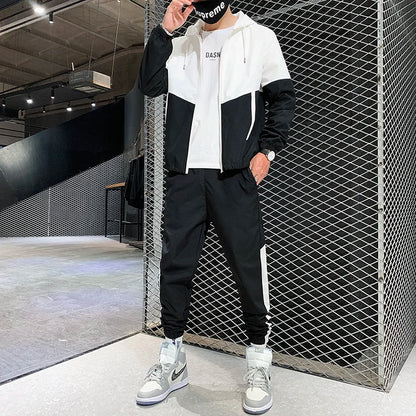 2026 Men Tracksuit Casual Joggers Hooded Sportswear Jackets And Pants 2 Piece Sets Hip Hop Running Sports Suit