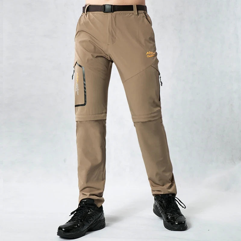 Men's Camping Hiking Pants Trekking Stretch Summer Quick Dry UV-Proof Outdoor Travel Trousers Detachable into Shorts
