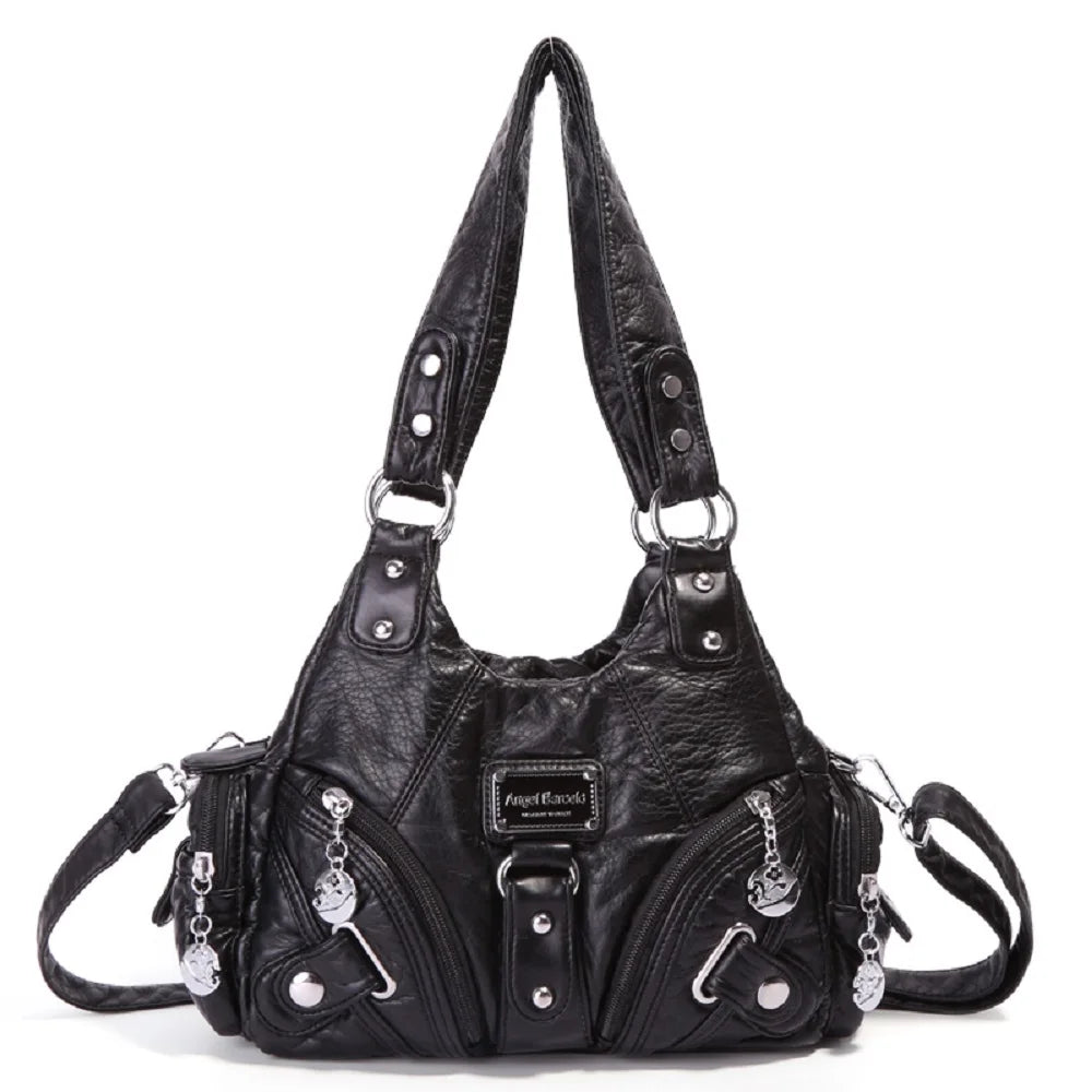 Vintage Women Handbags Soft Bag Small Top-handle Purse Fashion Satchel Multi-Pockets Shoulder Bag Hobos Phone Pack Tote Bag