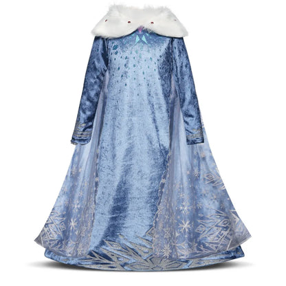 Elsa Dresses For Girls Princess Party Elsa Costume Snow Queen 2 Cosplay Elza Vestidos Hair Accessory Set Halloween Girls Clothes