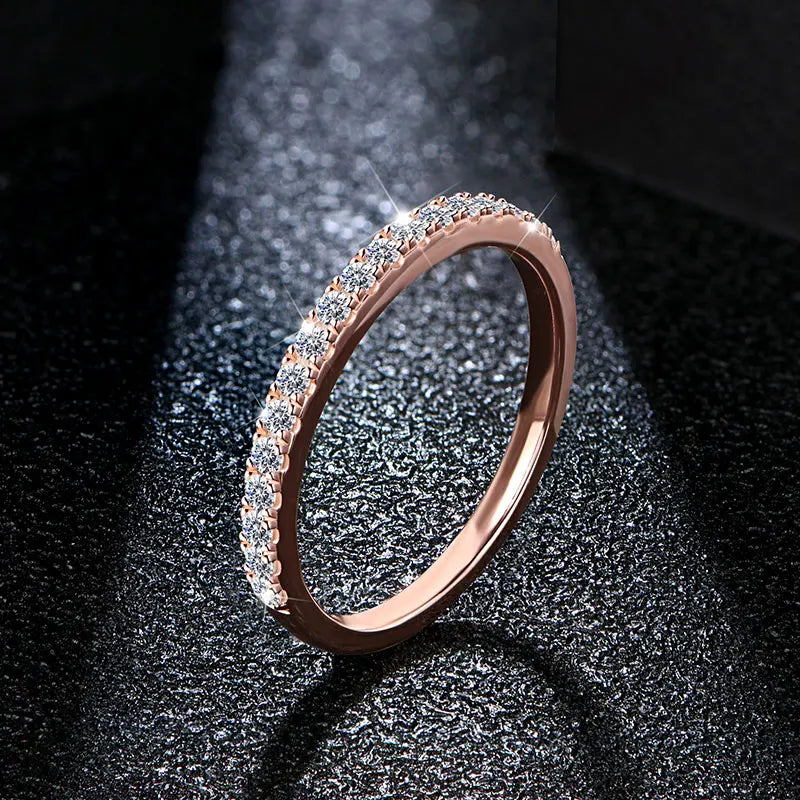 Bague Moissanite en Or Rose 18 carats plaqué, test de diamant réussi, taille ronde excellente, total 0,27 carat, par ATTAGEMS, pour filles, bijoux de cocktail
