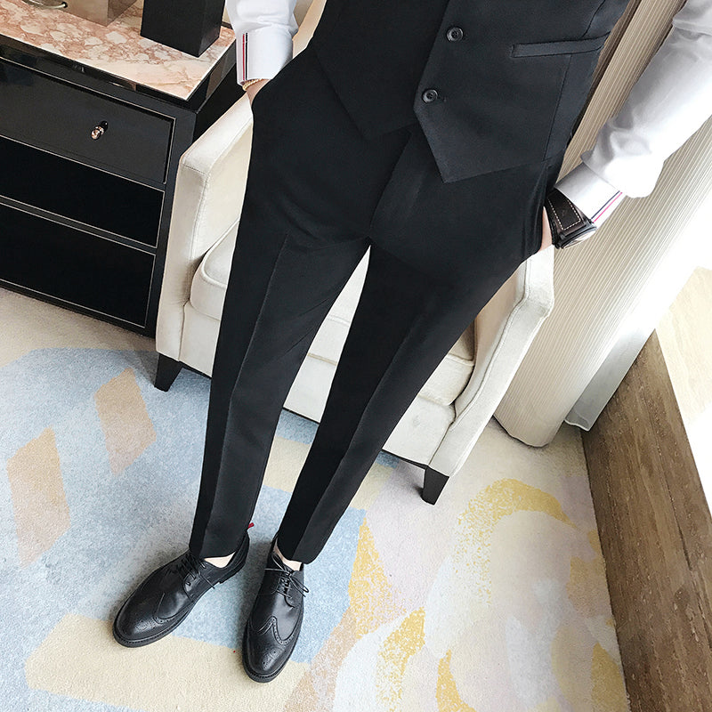 Spring and Summer Men's Trousers, Fashion Pure White Pants , Fashion Japan Style Simple Business Casual Trousers Men