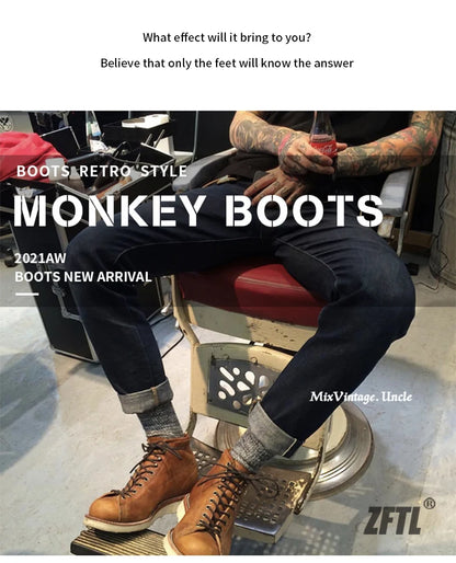 ZFTL Men's Boots Man Ankle Boots Casual Lace up Boots Male Handmade Sewing tooling boots Cow Leather Desert boots Men's 2025