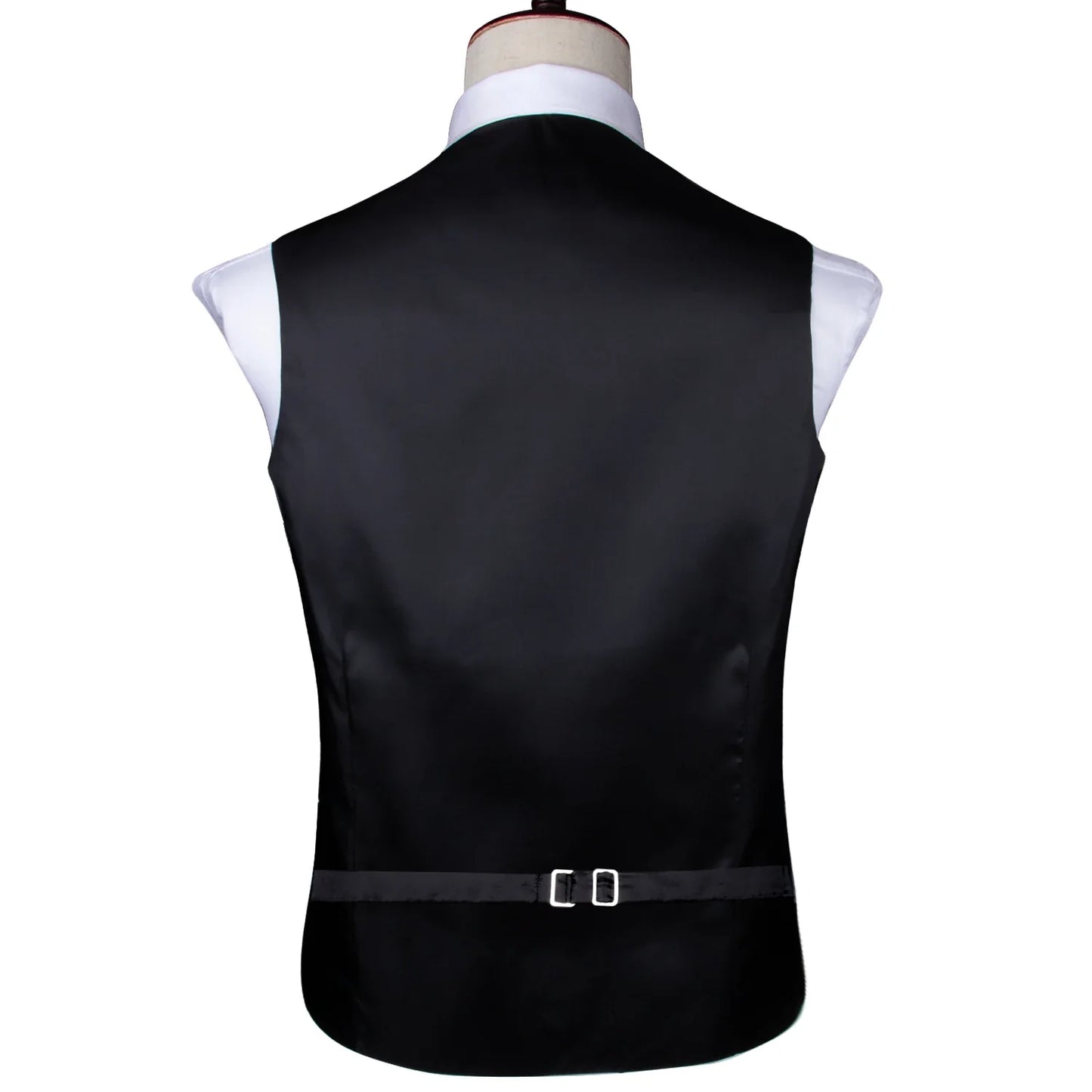 Luxury Mens Vests Black Gold Floral Jacquard Waistcoat Tie Hanky Cufflinks Brooch Set for Men Suit Wedding Office XL