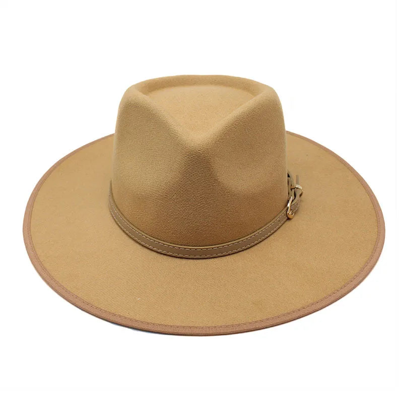 Women Hats khaki Camel  Wide Brim Felt Fedoras Hats Wool Vintage Dress Formal Church Hat Fashionable Jazz Hats