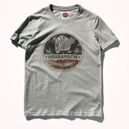 Summer New Short Sleeve O-neck Printed T-shirt Men's Fashion 100% Cotton Washed Old Loose Brushed Fabric Large Size Casual  Tops
