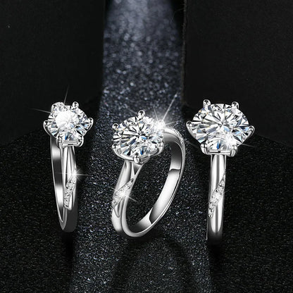 Bague en argent sterling 925, 1, 2 ou 3 carats, style classique, diamant moissanite, bague de mariage, de fête, d'anniversaire, pour femmes, bijoux fins