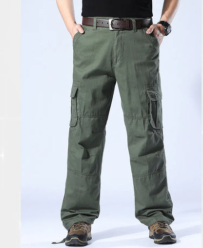 Men's Spring Baggy Cargo Pants Work Overalls Tactical Multi-Pocket Casual Cotton Pants Male Army Straight Slacks Long Trousers