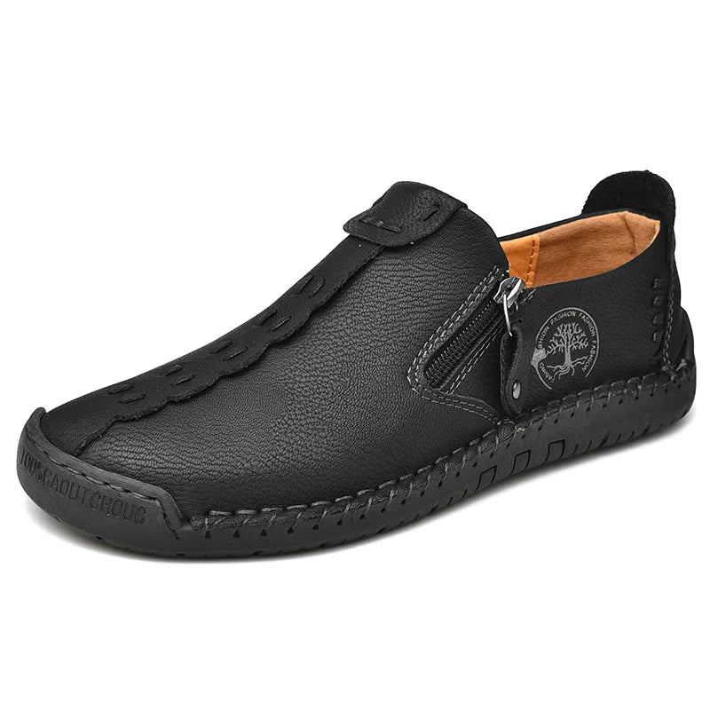 Handmade Leather Men Shoes Casual Slip On Loafers Breathable Leather Shoes Men Flats Hot Sale Moccasins Outdoor Shoes Plus Size