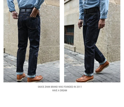 308XX-BO-Wind Jeans for Men Furinkazan Selvedge raw denim Jeans Mens Jeans 66 MODE Fit 16.8 OZ Silver-plated Buttons
