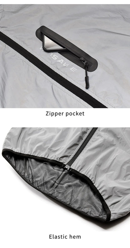 Full Reflective Jacket with Hoodie High Visibility Waterproof Wind Breaker Men Women Hiking Cycling Running Safety Vest