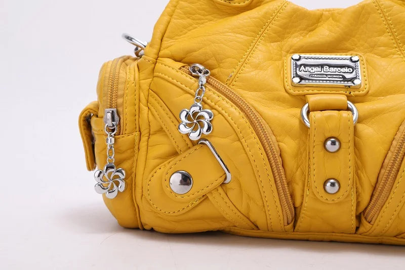 Vintage Women Handbags Soft Bag Small Top-handle Purse Fashion Satchel Multi-Pockets Shoulder Bag Hobos Phone Pack Tote Bag