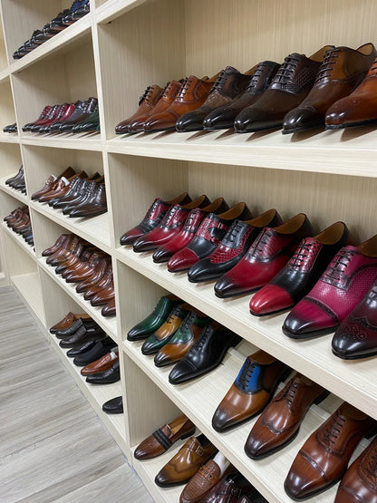 Size 7-12 Handmade Men's Wingtip Oxford Shoes Genuine Calfskin Leather Brogue Dress Shoes Classic Business Formal Shoes for Men