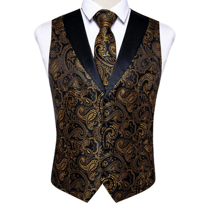 Men's Vest Blue Floral Suit Vest V Neck Tie Set For Wedding Party Brand Formal Dress Waistcoat Man Casual Sleeveless Jacket