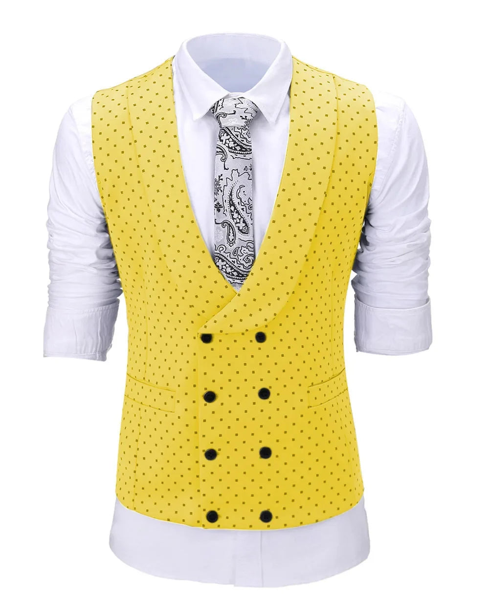 Men's Suit Formal Neck Square wave point leisure  Casual Waistcoat Formal Business Grey Navy Vest Groomman For Wedding Evening