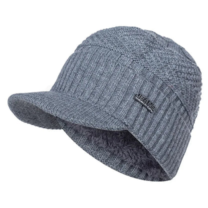 Unisex Warm Winter Hats Stylish Add Fur Lined Soft Beanie Cap With Brim Thick Winter Knitted Hats For Men & Women Dropshipping