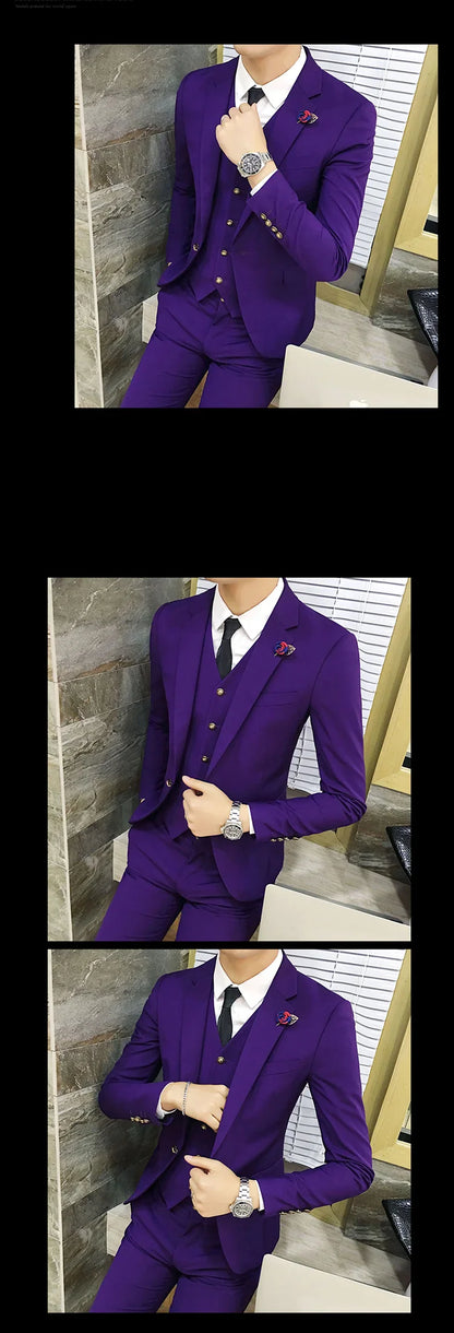 Men's Suits High Quality Wedding Groom Tuxedos Single Button Slim Fit Business Prom Dress Men's Formal Dress Suits