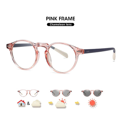 Anti Blue Light Glasses Photochromic Men Gaming Round Blocking Blue Ray Classic TR90 Women Protection Eyeglasses Computer