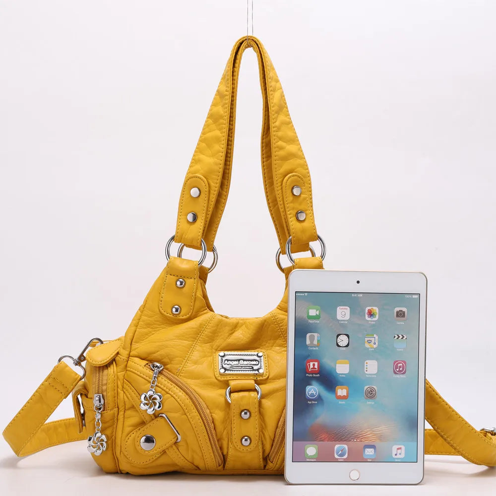 Vintage Women Handbags Soft Bag Small Top-handle Purse Fashion Satchel Multi-Pockets Shoulder Bag Hobos Phone Pack Tote Bag