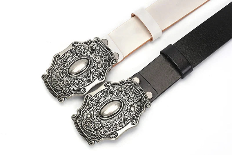 3.8CM Real Genuine Leather Vintage Metal Skull Punk Men Jeans Belt Stud Cowboy Strap Cinturon Ceinture Homme Riem Belts