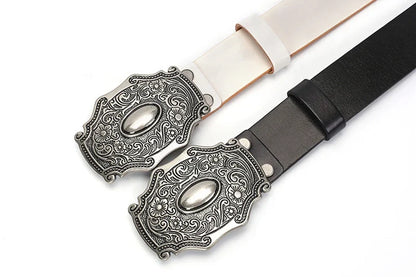 3.8CM Real Genuine Leather Vintage Metal Skull Punk Men Jeans Belt Stud Cowboy Strap Cinturon Ceinture Homme Riem Belts