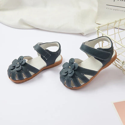 Hot selling little girl flower Sandals kids closed toe princess shoes for summer 3-7years older