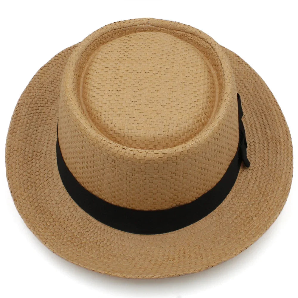 Larger Size US 7 1/2 UK XL Men Women Classical Straw Pork Pie Hats Fedora Sunhats Trilby Caps Summer Boater Beach Travel Party